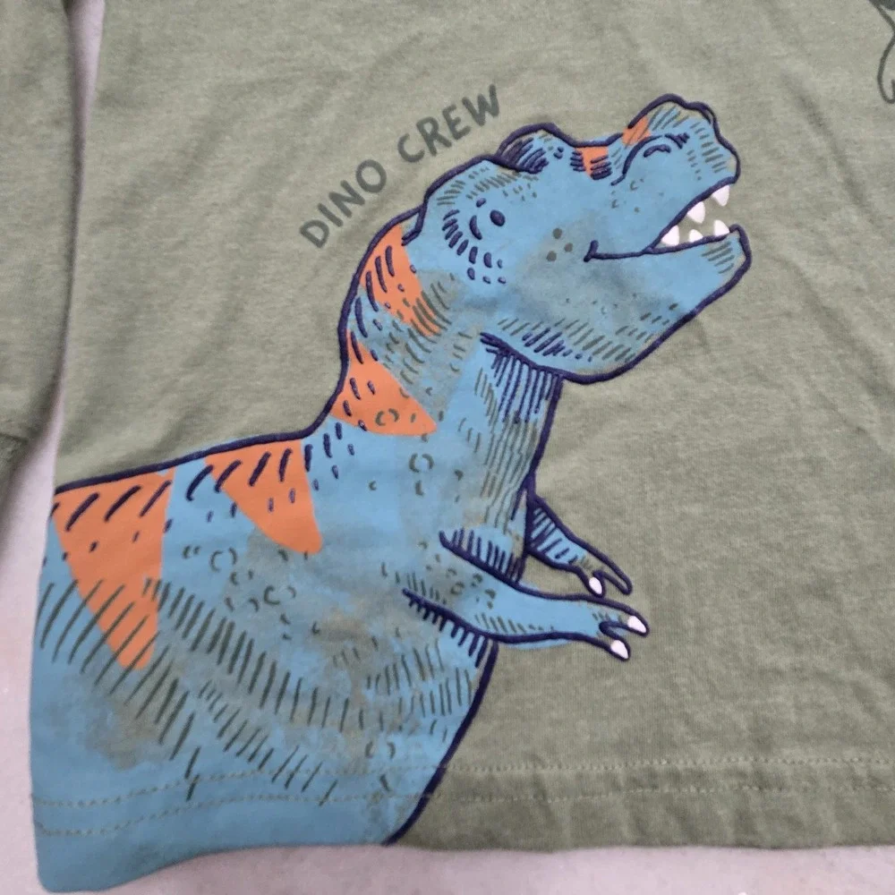 Carter's‎ Boys 2T Jogger Set 'Dino Crew' T-Rex Dinosaur Hooded Green Navy Blue